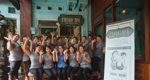 Fresh Spa Bali team of therapists outside Fresh Spa Ubud